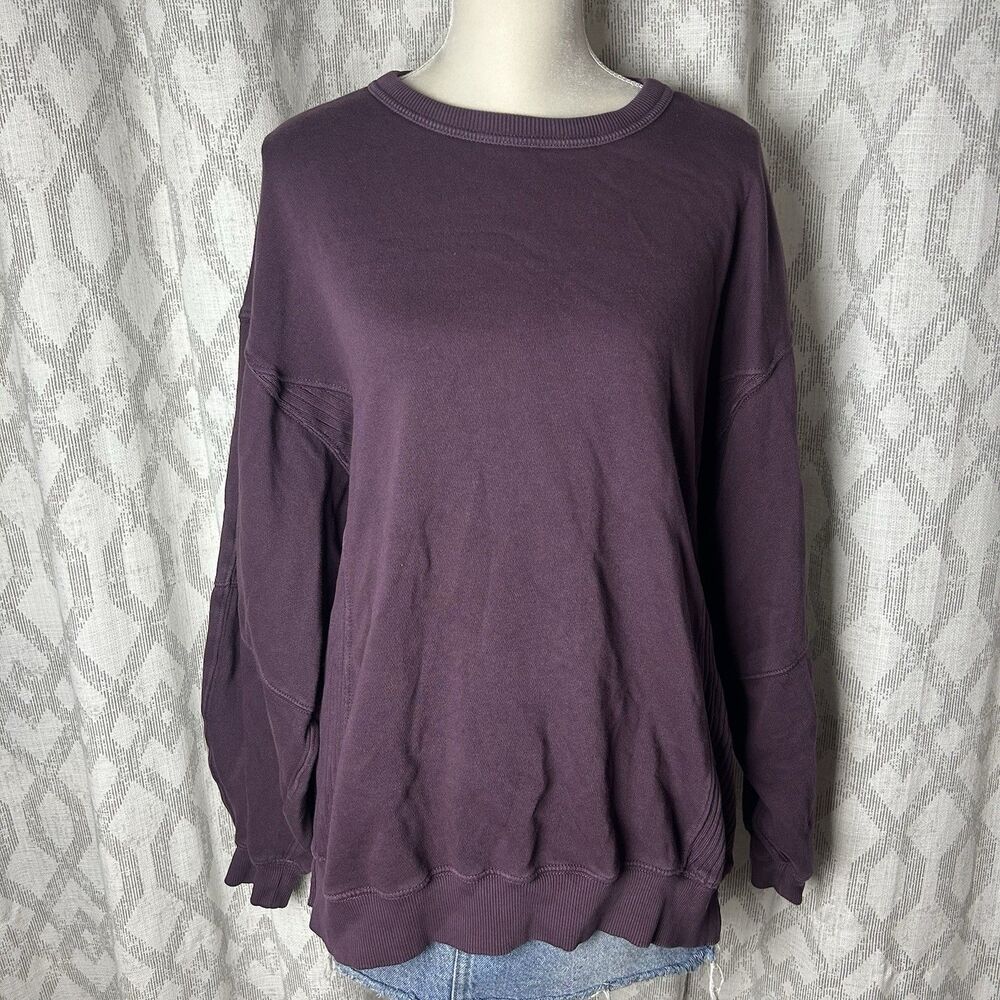 Aerie Deep Purple Oversized Sweatshirt Size Medium Long Sleeve Oversized Cozy
